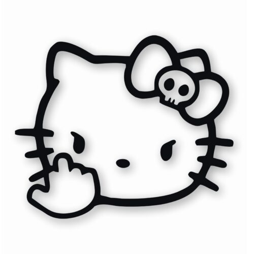 Angry Hello Kitty Giving Finger - Vinyl Decal Sticker - CHOOSE Size & Color