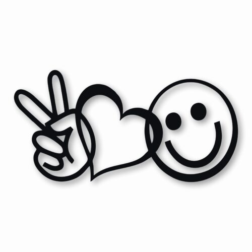 PEACE LOVE HAPPINESS Symbols Emoji - Vinyl Decal Sticker - CHOOSE Size & Color