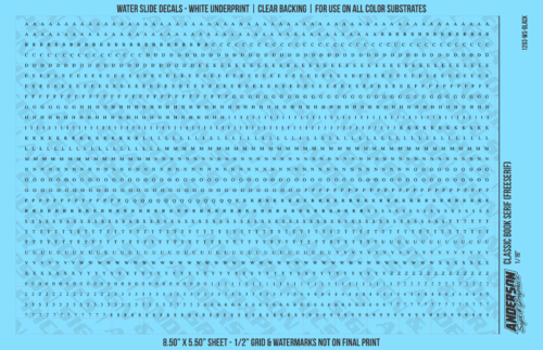 ASG Waterslide Decals - Classic Book Serif Lettering Numbers 1/16"