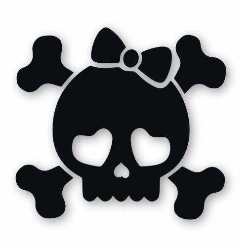 Cute Girly Skull Bow Crossbones - Vinyl Decal Sticker - CHOOSE Size & Color