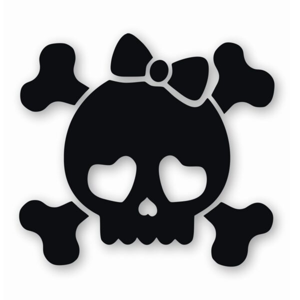 Cute Girly Skull Bow Crossbones - Vinyl Decal Sticker - CHOOSE Size & Color