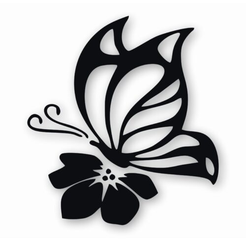 Butterfly On Flower - Vinyl Decal Sticker - CHOOSE Size & Color