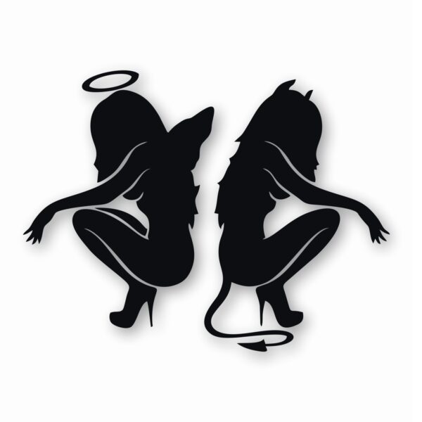 Kneeling Angel Devil Sexy Girls - Vinyl Decal Sticker - CHOOSE Size & Color