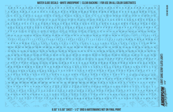 10-177.png ASG Waterslide Decals - Light Sans Serif Lettering Numbers 3/32"