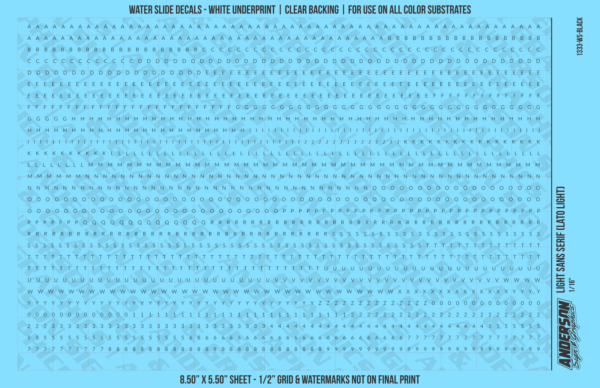 10-179.png ASG Waterslide Decals - Light Sans Serif Lettering Numbers 1/16"