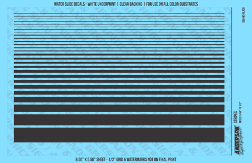 ASG Waterslide Decals - Solid Stripes Set Mixed Sizes