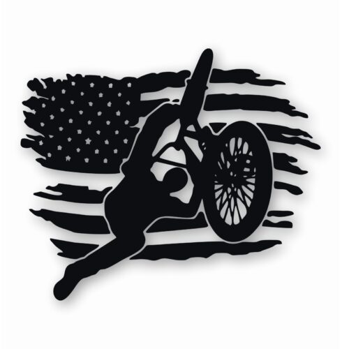 BMX Bike American Flag - Vinyl Decal Sticker - CHOOSE Size & Color