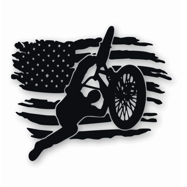 BMX Bike American Flag - Vinyl Decal Sticker - CHOOSE Size & Color