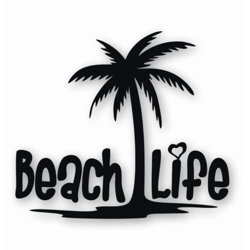 Beach Life Palm Tree - Vinyl Decal Sticker - CHOOSE Size & Color