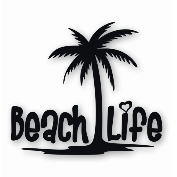Beach Life Palm Tree - Vinyl Decal Sticker - CHOOSE Size & Color