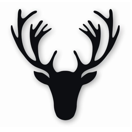 Deer Antler Head Silhouette - Vinyl Decal Sticker - CHOOSE Size & Color