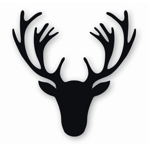 Deer Antler Head Silhouette - Vinyl Decal Sticker - CHOOSE Size & Color