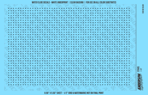 ASG Waterslide Decals - Solid 5-Point Stars Set 1/16"