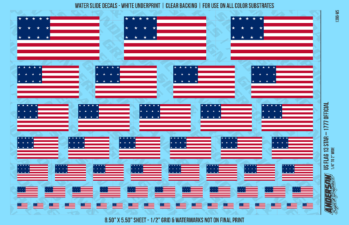 ASG Waterslide Decals - US Flag 13 Star – 1777 Official