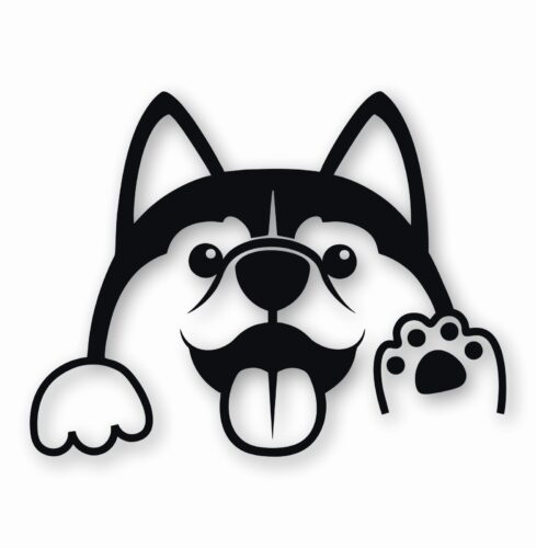 Husky Peeking Dog Wave - Vinyl Decal Sticker - CHOOSE Size & Color