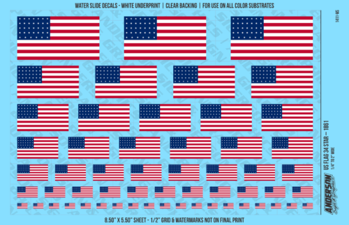 ASG Waterslide Decals - US Flag 34 Star – 1861