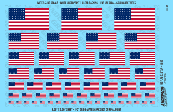 ASG Waterslide Decals - US Flag 33 Star – 1859