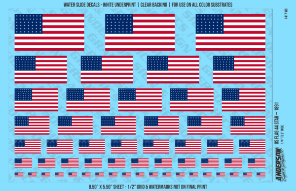 ASG Waterslide Decals - US Flag 44 Star – 1891