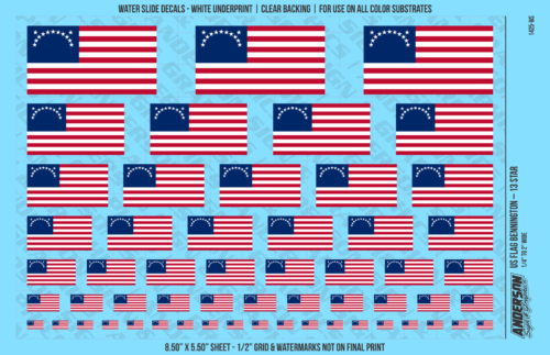 ASG Waterslide Decals - US Flag Bennington – 13 Star