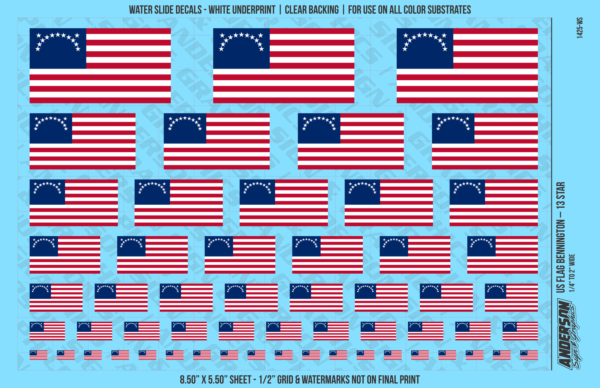 ASG Waterslide Decals - US Flag Bennington – 13 Star