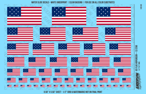 ASG Waterslide Decals - US Flag Hopkinson – 13 Star