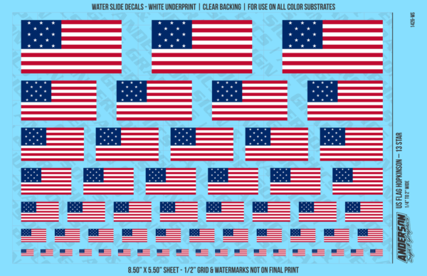 ASG Waterslide Decals - US Flag Hopkinson – 13 Star