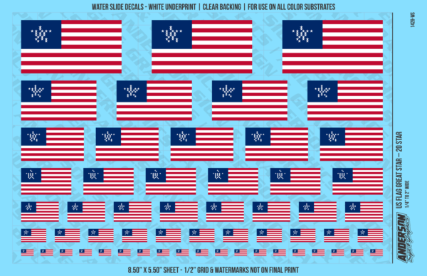 ASG Waterslide Decals - US Flag Great Star – 20 Star