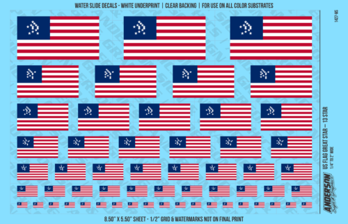ASG Waterslide Decals - US Flag Great Star – 13 Star