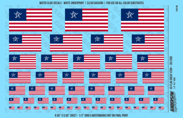 ASG Waterslide Decals - US Flag Great Star – 26 Star