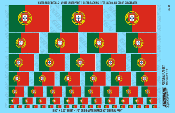 10-297.png ASG Waterslide Decals - Portugal Flag Mixed Sizes 1/4" to 2"