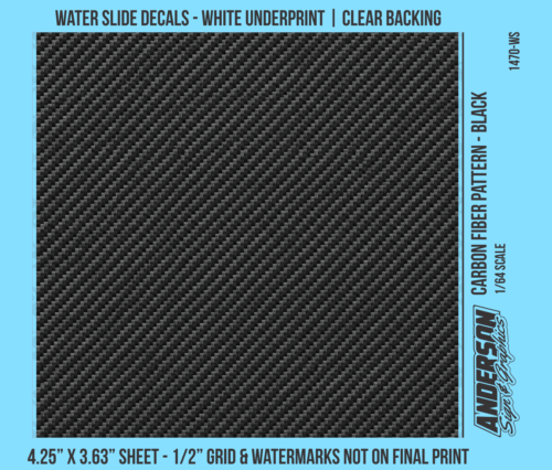 ASG Waterslide Decals - 1/64 Carbon Fiber Pattern - Black