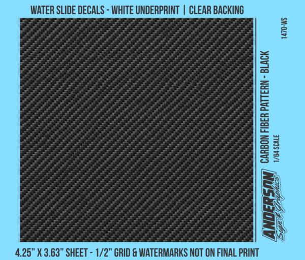 ASG Waterslide Decals - 1/64 Carbon Fiber Pattern - Black