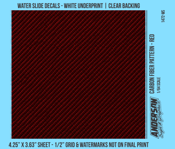 ASG Waterslide Decals - 1/64 Carbon Fiber Pattern - Red
