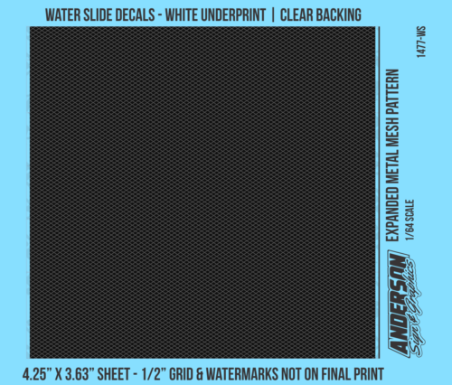 ASG Waterslide Decals - 1/64 Expanded Metal Mesh Pattern