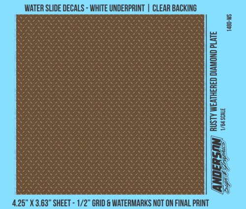 ASG Waterslide Decals - 1/64 Rusty Weathered Diamond Plate