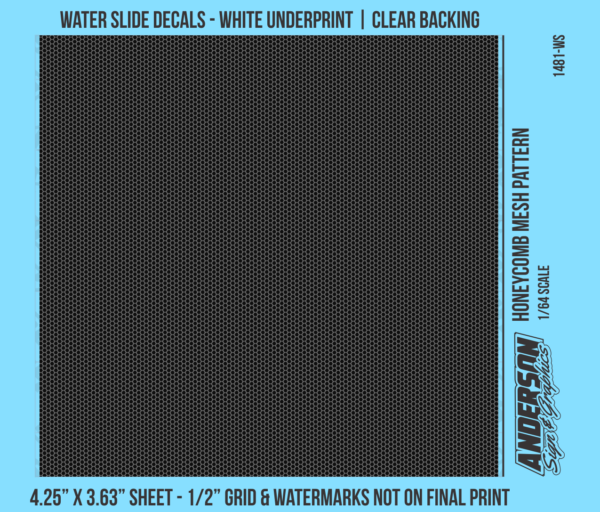 ASG Waterslide Decals - 1/64 Honeycomb Mesh Pattern
