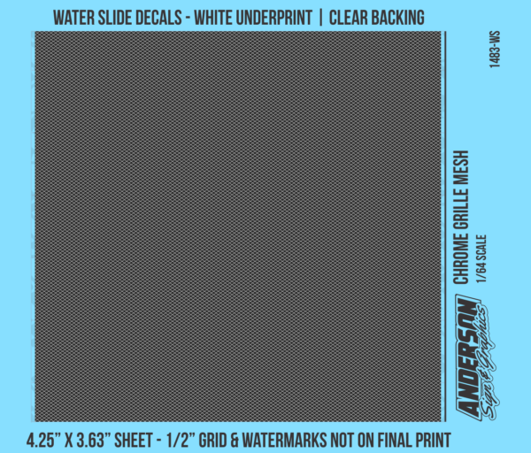 ASG Waterslide Decals - 1/64 Chrome Grille Mesh