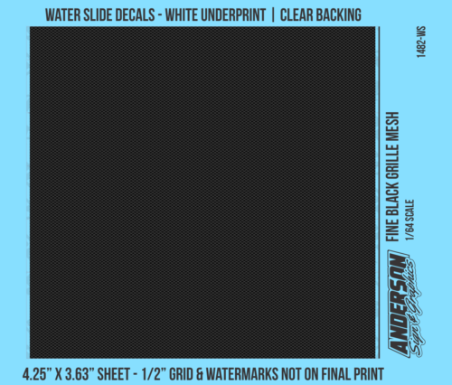 ASG Waterslide Decals - 1/64 Fine Black Grille Mesh