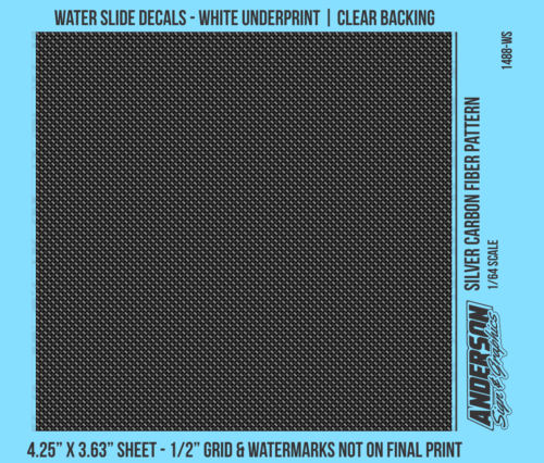 ASG Waterslide Decals - 1/64 Silver Carbon Fiber Pattern