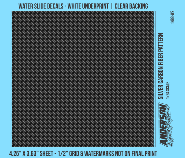 ASG Waterslide Decals - 1/64 Silver Carbon Fiber Pattern