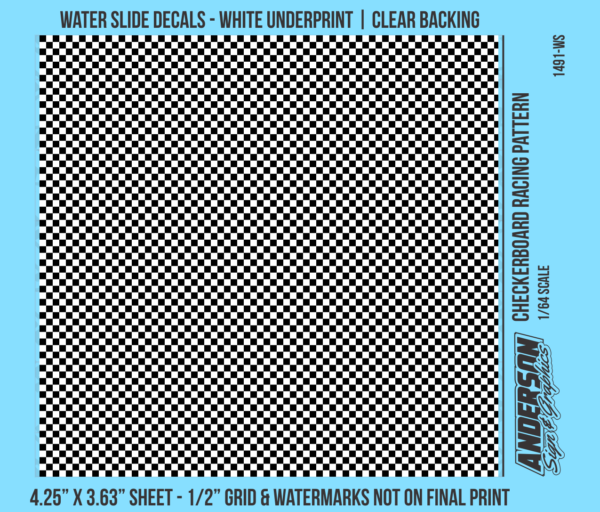 ASG Waterslide Decals - 1/64 Checkerboard Racing Pattern
