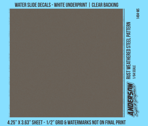 ASG Waterslide Decals - 1/64 Rust Weathered Steel Pattern