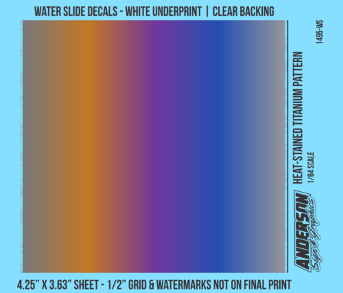 ASG Waterslide Decals - 1/64 Heat-Stained Titanium Pattern