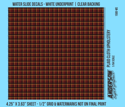 ASG Waterslide Decals - 1/64 Plaid Cloth Upholstery