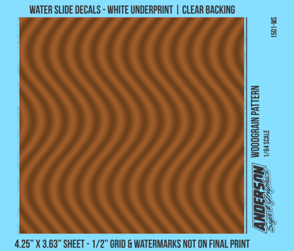 ASG Waterslide Decals - 1/64 Woodgrain Pattern