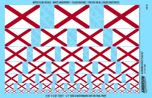 ASG Waterslide Decals - Alabama State Flag Set