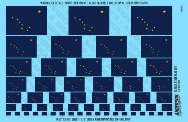 ASG Waterslide Decals - Alaska State Flag Set