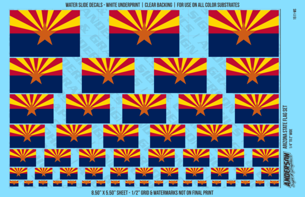 ASG Waterslide Decals - Arizona State Flag Set