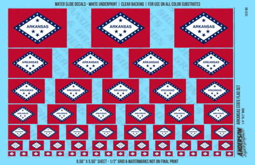 ASG Waterslide Decals - Arkansas State Flag Set