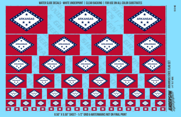 ASG Waterslide Decals - Arkansas State Flag Set